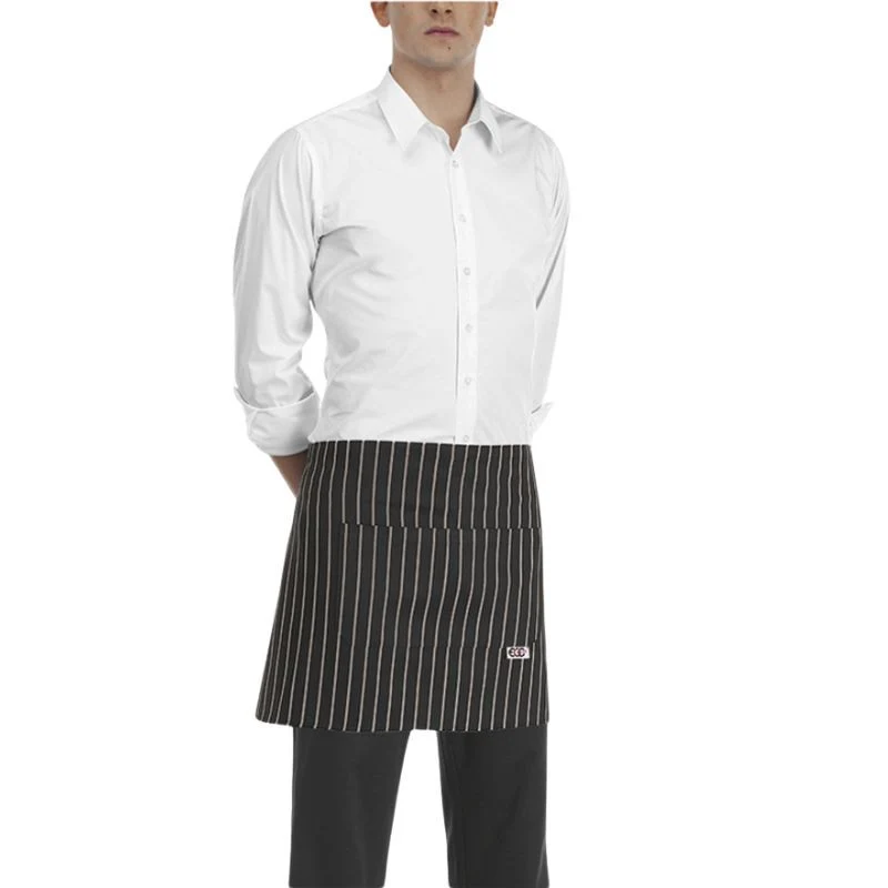 Tablier Barman Noir Rayures Grises - EGOCHEF