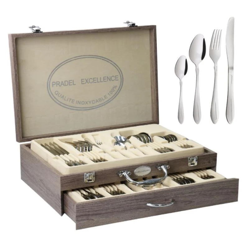 Ménagère Miroir 48 Pièces en Coffret Bois - PRADEL