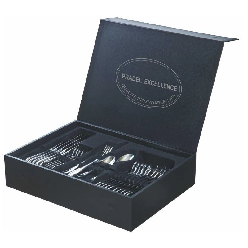 Ménagère Miroir 84 Pièces en Coffret Noir - PRADEL