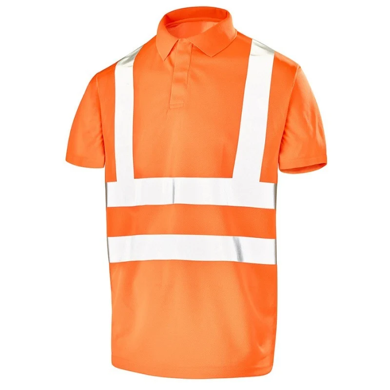 Polo Orange Fluo Avec Bandes Rétro Réfléchissantes - CEPOVETT