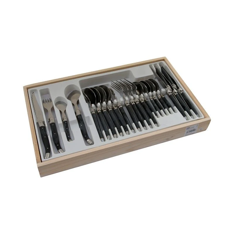 Ménagère Laguiole Acier Inoxydable 24 Pièces Gris Marbré - PRADEL