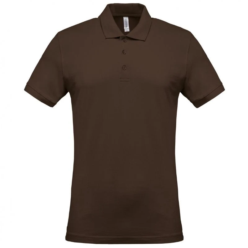 Polo Piqué Homme 100% Coton Manches Courtes Marron - KARIBAN