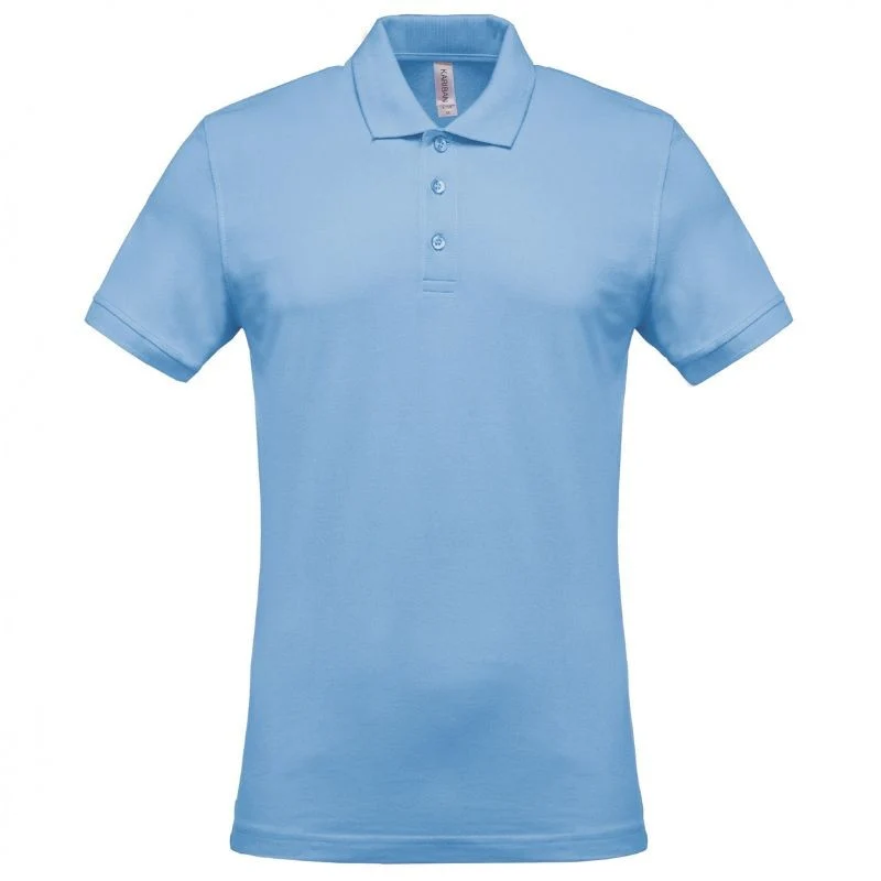 Polo Piqué Homme Manches Courtes 100% Coton Bleu Ciel - KARIBAN