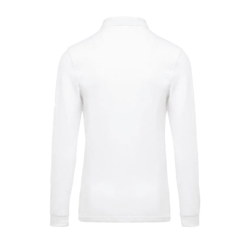 Polo Piqué Homme Manches Longues Blanc - KARIBAN