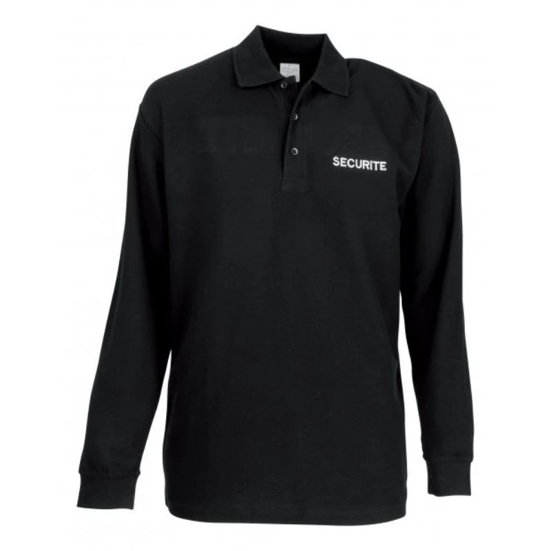 Polo Sécurité Manches Longues Noir 100% Coton - CITYGUARD
