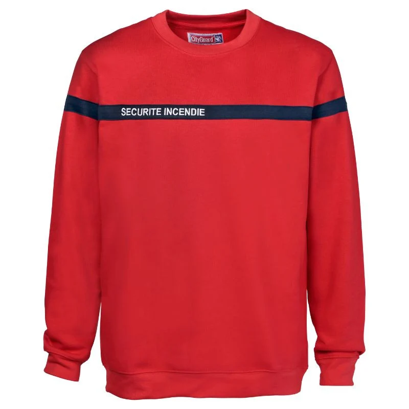 Sweat-shirt de Sécurité Incendie Unisexe Manches Longues Rouge – CITYGUARD