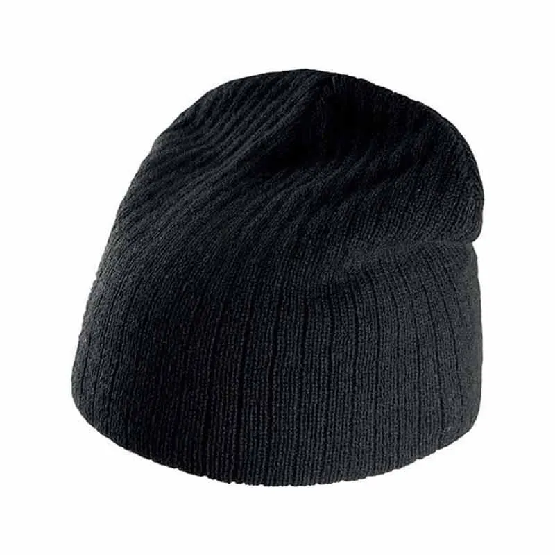 Bonnet Tricot Côtelé Noir - TOPTEX