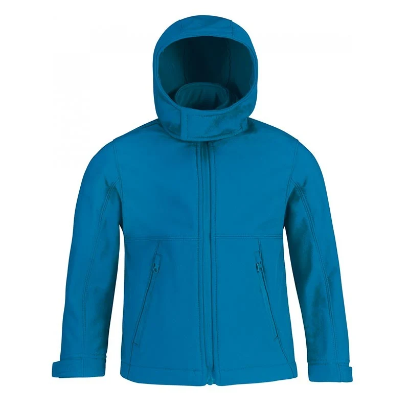 Veste Softshell 3 Couches Bleu à Capuche Amovible Enfant - B&C