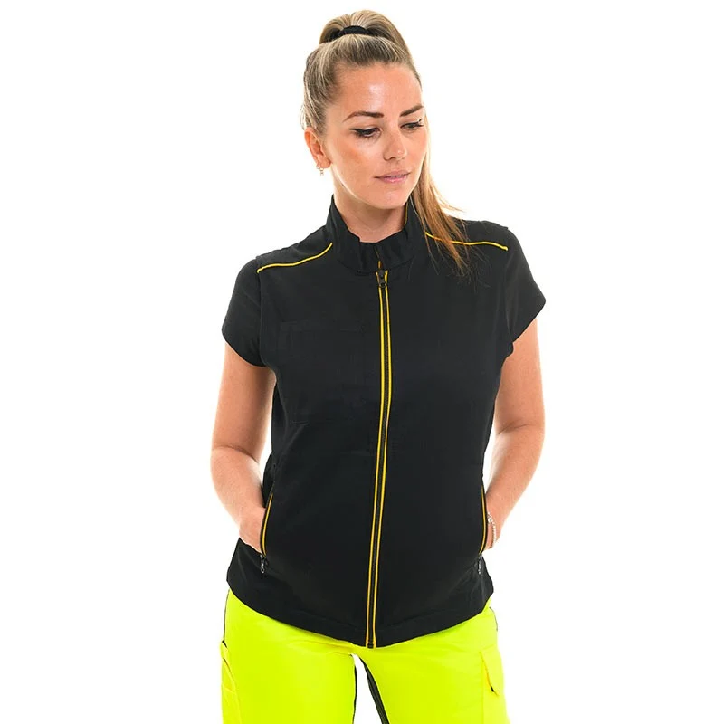 Gilet de Travail Femme Sans Manches Noir et Liseré Coloré - TOPTEX