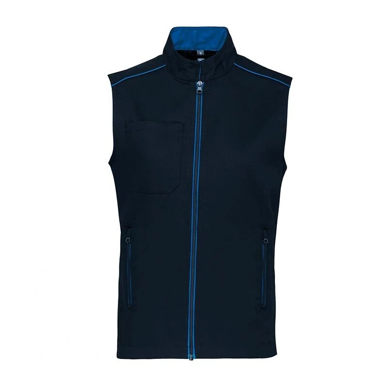 Gilet de Travail Homme Sans Manches Bleu et Liseré Coloré - TOPTEX