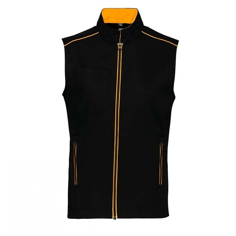 Gilet de Travail Homme Sans Manches Noir et Liseré Coloré - TOPTEX