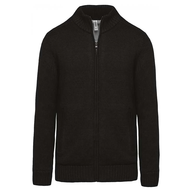 Cardigan Homme Pull Zip Doublé Polaire Noir - TOPTEX