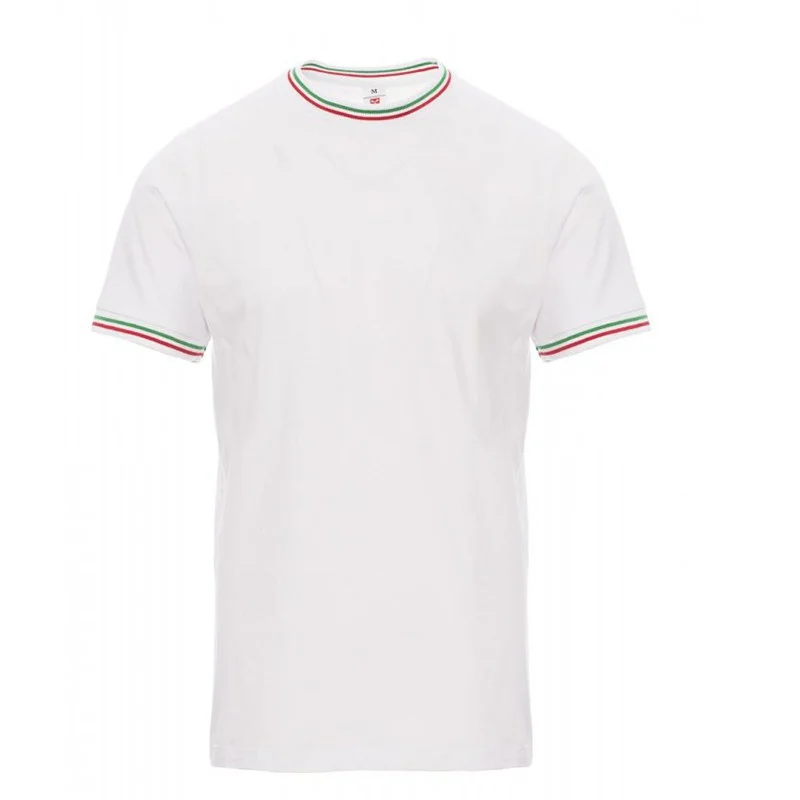 Tee-Shirt de Travail Coton Homme Blanc Col Tricolore Italien - PAYPERWEAR