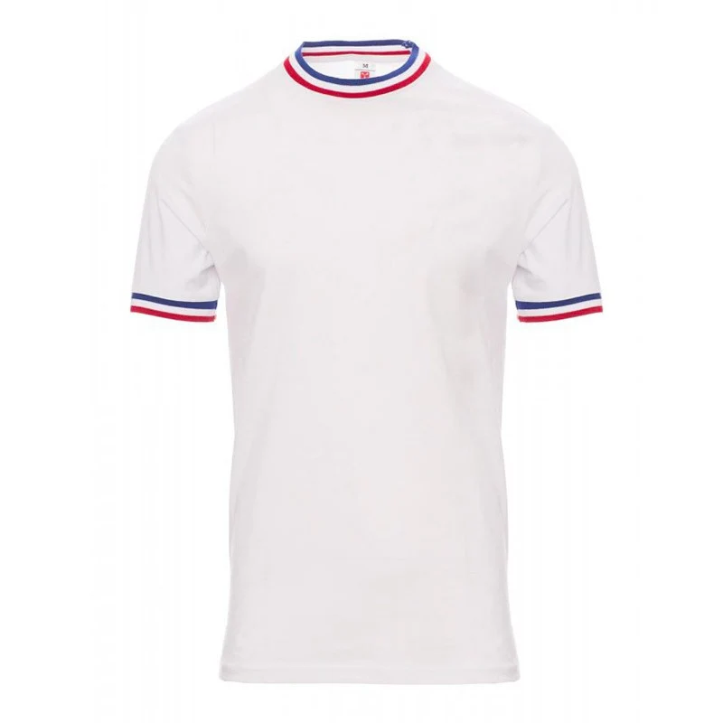 Tee-Shirt de Travail Coton Homme Blanc Col Tricolore France - PAYPERWEAR