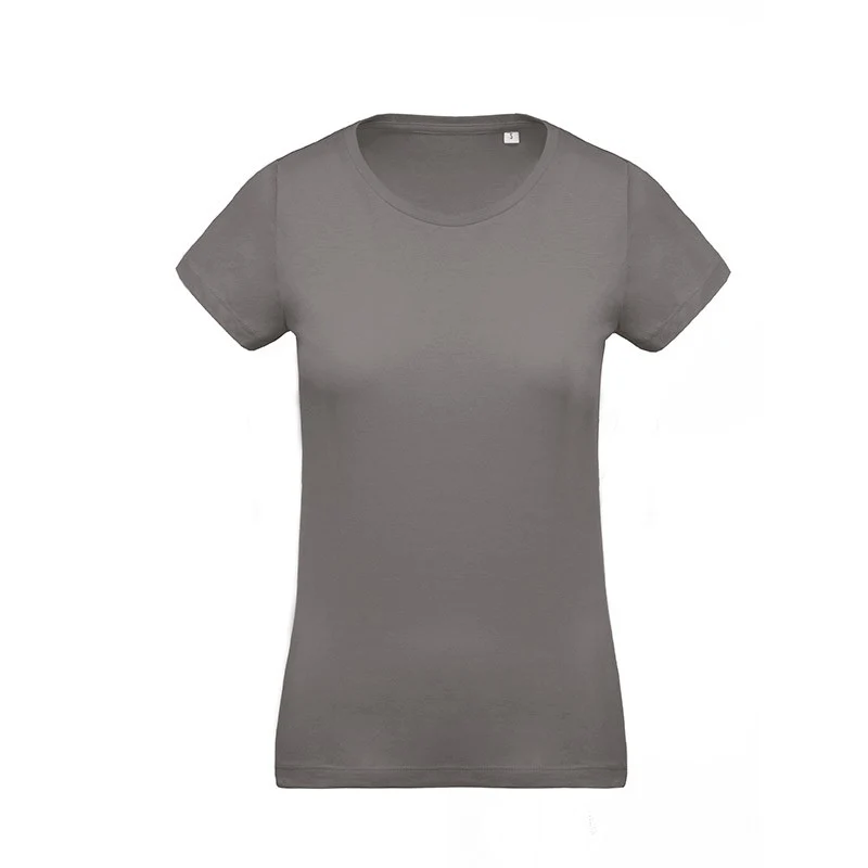 T-shirt de Travail Gris 100% Coton Bio Col Rond Femme - KARIBAN