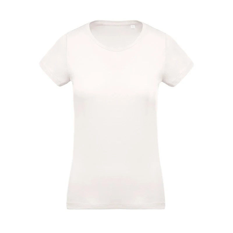 T-shirt de Travail Femme Beige 100% Coton Bio Col Rond - KARIBAN