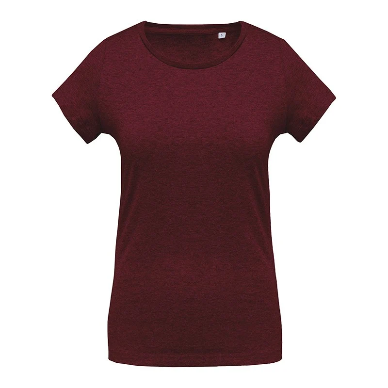 T-shirt de Travail Femme Bordeaux 80% Coton Bio Col Rond - TOPTEX
