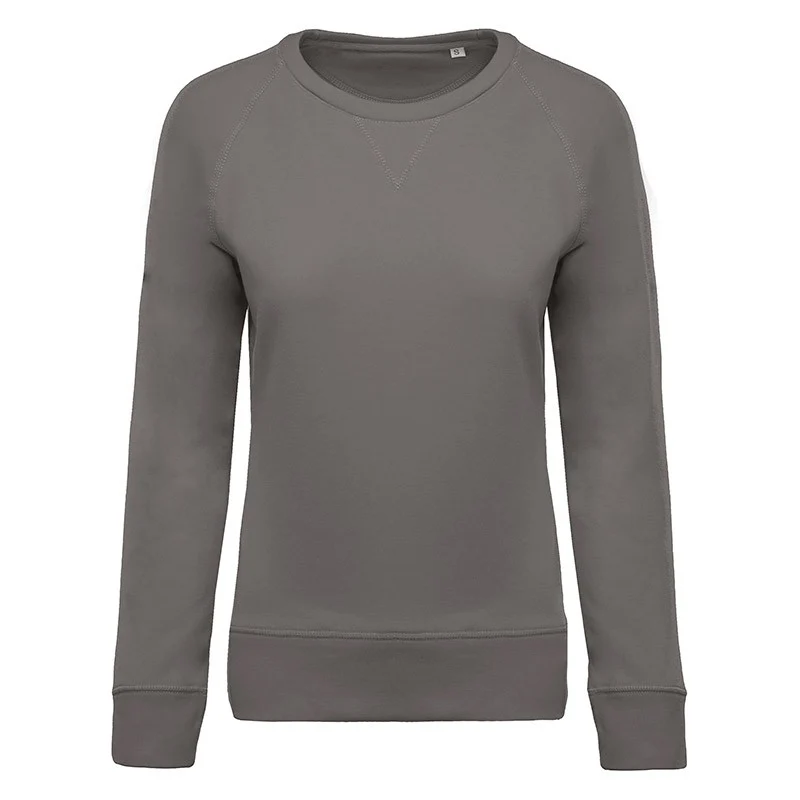 Sweat-Shirt Bio Col Rond Manches Raglan Femme Gris - KARIBAN
