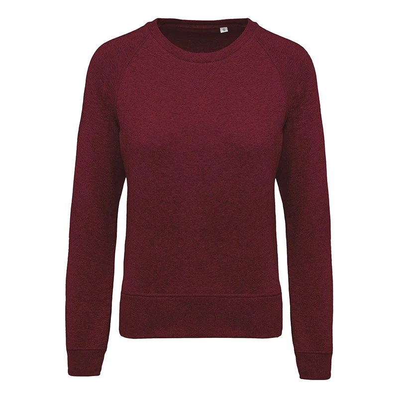 Sweat-Shirt Bio Col Rond Manches Raglan Femme Bordeaux - KARIBAN