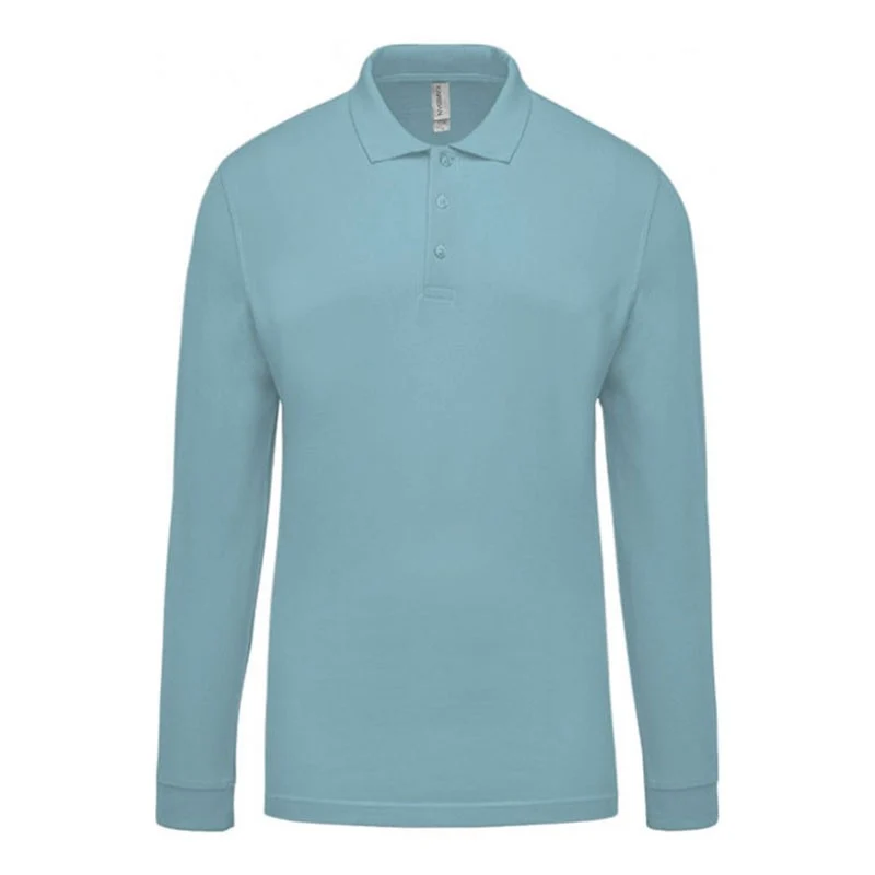 Polo de Travail Coton Bleu Ciel Manches Longues Homme - TOPTEX