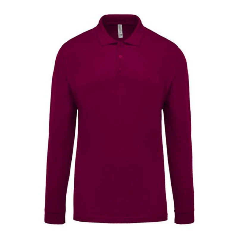 Polo de Travail Coton Bordeaux Manches Longues Homme - TOPTEX