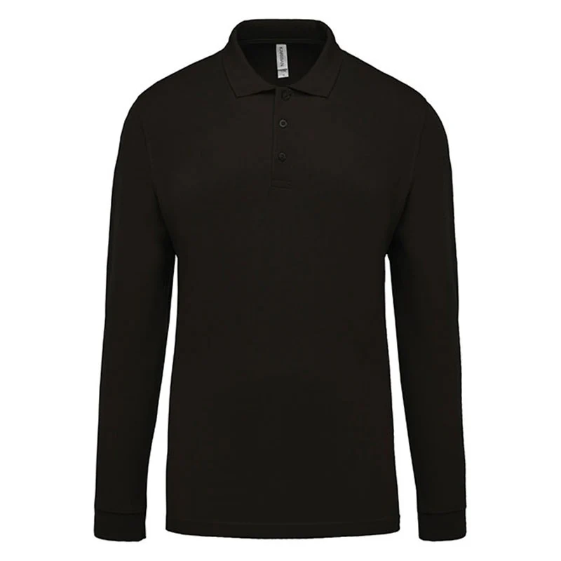 Polo de Travail Coton Gris Foncé Manches Longues Homme - TOPTEX
