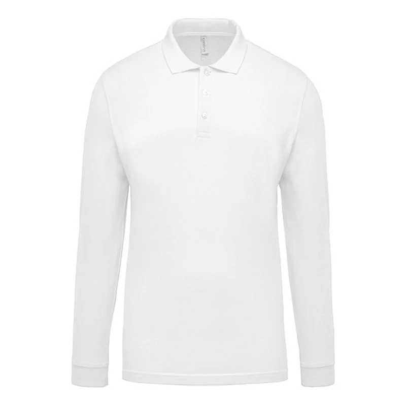 Polo de Travail Coton Blanc Manches Longues Homme - TOPTEX