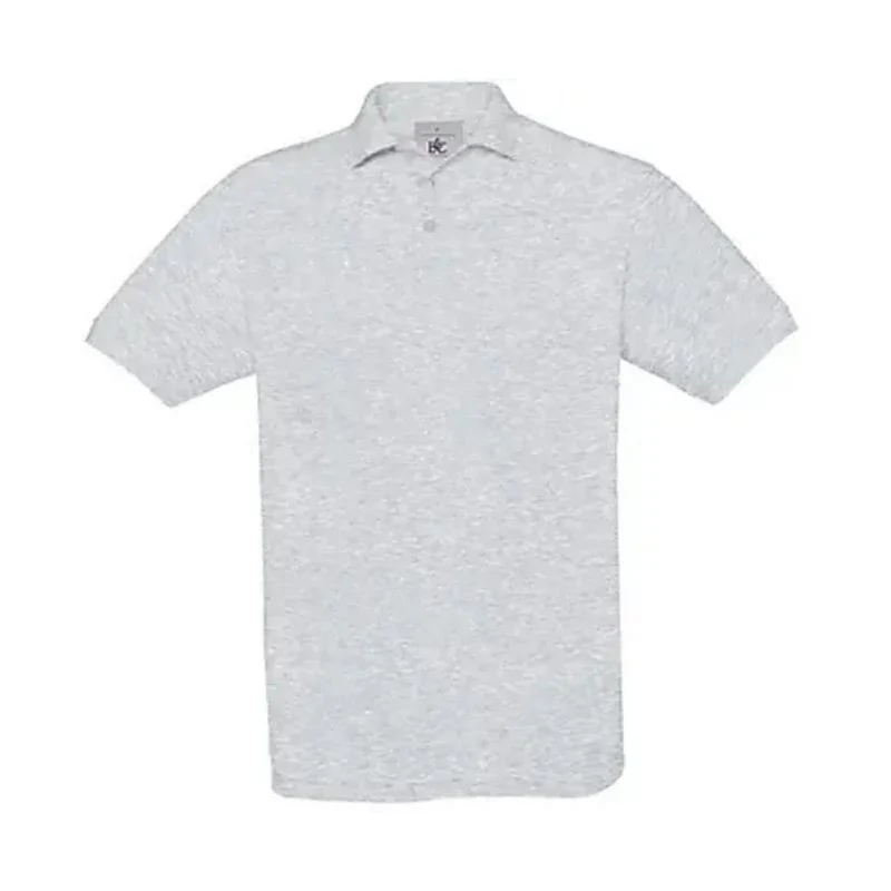 Polo de Travail Coton Homme Blanc/Gris Chiné - TOPTEX