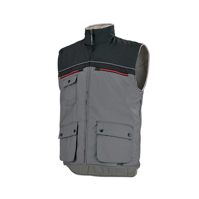 Gilet de Travail Homme Sans Manches Gris et Noir - ADOLPHE LAFONT